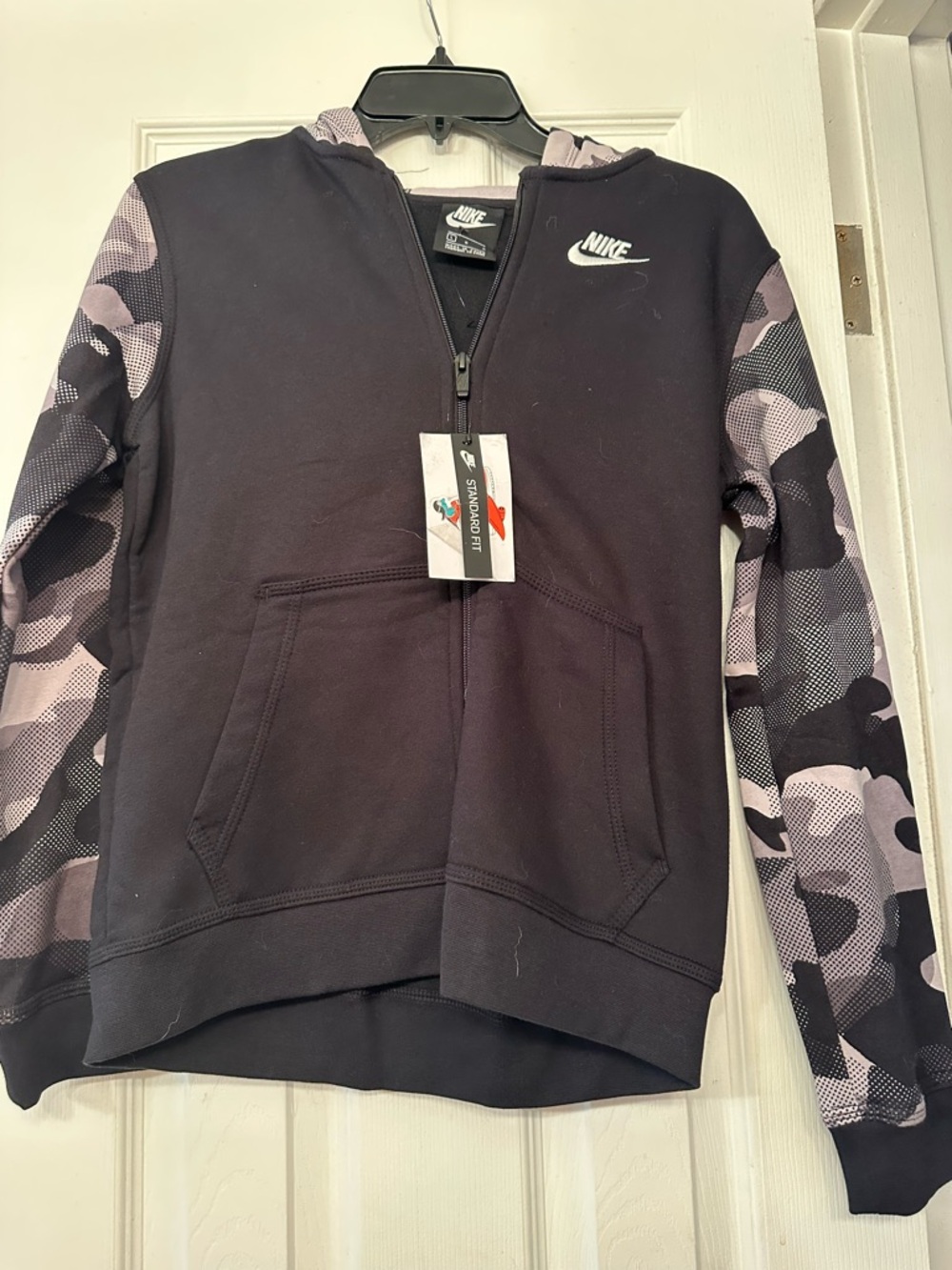 Nike Black Hoodie with Purple Camo Sleeves